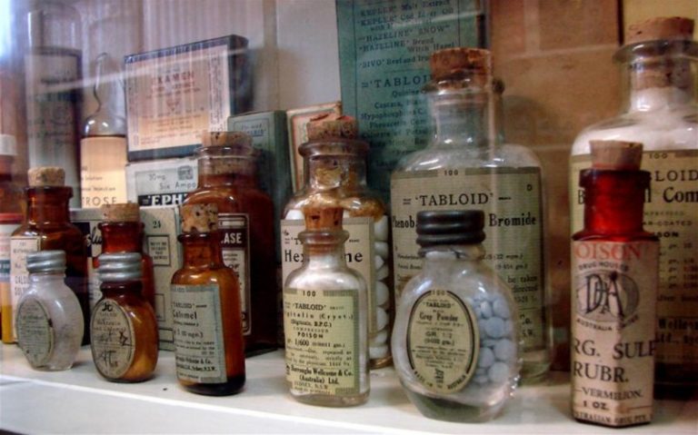 Close up of old medicines